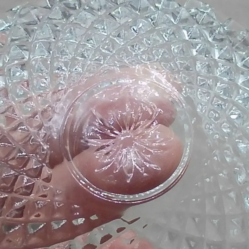 Covetro Trinket Clam Shell Box Diamond Pattern Vintage Italy Clear Glass MCM